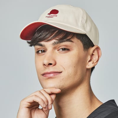 SCANDINAVIAN FOREST北歐小刺蝟水洗刺繡復古經典老帽-奶油白1