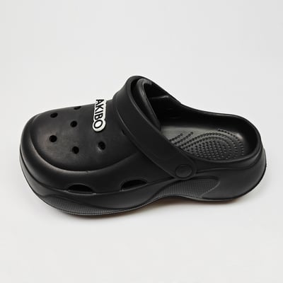 【買1送1】AKIBO波浪厚底洞洞鞋-經典黑(女款、6公分厚底增高、輕量、兩穿、防水)  / 內附AKIBO品牌鞋扣1個。現在買再送鞋扣組(不挑款)14