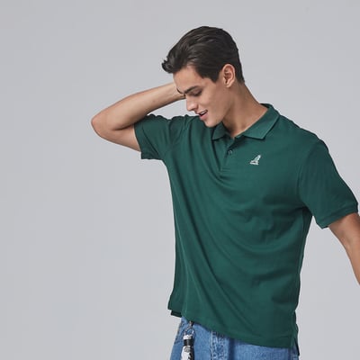 KANGOL袋鼠針織經典POLO衫-綠4