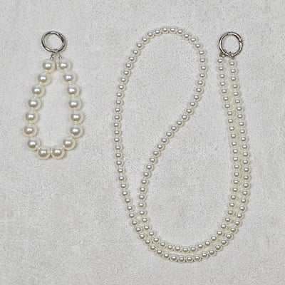 AKIBO兩接珍珠包包手機掛繩-牛奶白(女款、珍珠)  / 內附AKIBO品牌手機掛片1個4