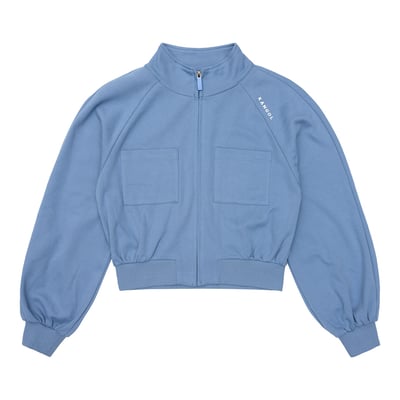 KANGOL袋鼠女款立領短外套-灰藍6