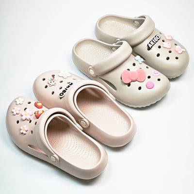 【買1送1】AKIBO泡芙洞洞鞋-質感灰(女款、雲朵感、輕量、兩穿、防水) / 內附AKIBO品牌鞋扣1個。現在買再送鞋扣組(不挑款)19