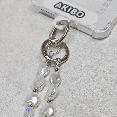 AKIBO雪花舞曲包包手機掛繩-淨透白(女款、水晶) / 內附AKIBO品牌手機掛片1個7
