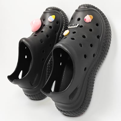 【買1送1】AKIBO帆船洞洞鞋-經典黑(中性款、輕量、耐走、防水) / 內附AKIBO品牌鞋扣1個。現在買再送鞋扣組(不挑款)3