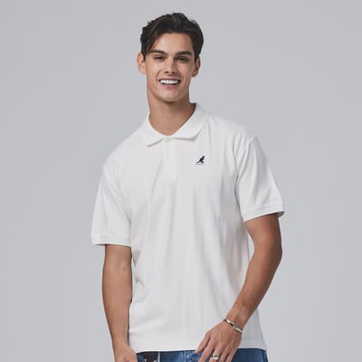 KANGOL袋鼠針織經典POLO衫-白1