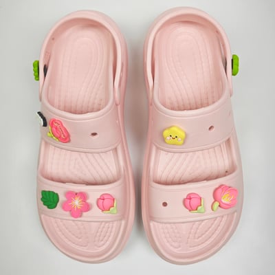 【買1送1】AKIBO千層洞洞鞋-櫻花粉(女款、耐走、兩穿、防水) / 內附AKIBO品牌鞋扣1個。現在買再送鞋扣組(不挑款)7