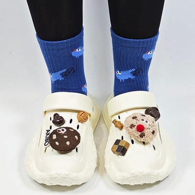 【買1送1】AKIBO戶外機能洞洞鞋-牛奶白(中性款、寬楦、雲朵感、輕量、兩穿、防水) / 內附AKIBO品牌鞋扣1個。現在買再送鞋扣組(不挑款)7