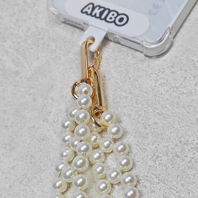 AKIBO星光珠環包包手機掛繩-牛奶白(女款、珍珠) / 內附AKIBO品牌手機掛片1個5