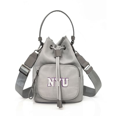 NCAA紐約大學NYU經典Logo水桶包-灰1