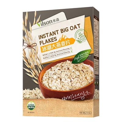 【米森 Vilson】冰湖大燕麥片500g｜有機級認證｜即沖即食｜高膳食纖維｜純淨冰湖雪水灌溉｜細緻薄片綿密口感1