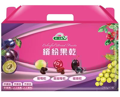 【統一生機】繽紛果乾禮盒｜葡萄乾・蔓越莓乾・蜜棗乾一次入盒｜高纖無負擔｜全家安心分享1