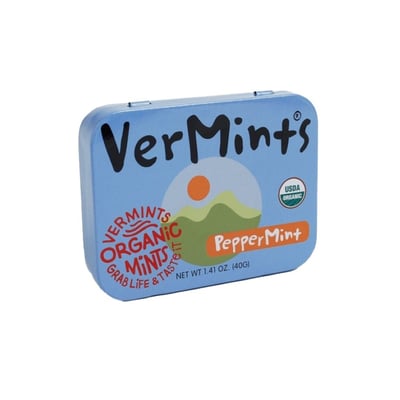 【布緯食聊】Organic VerMints 有機清口糖 40g／盒｜原味薄荷｜肉桂風味｜冬青風味｜咖啡風味｜美國原裝進口 USDA 有機認證｜無麩質 全素 非基改 鐵盒包裝1
