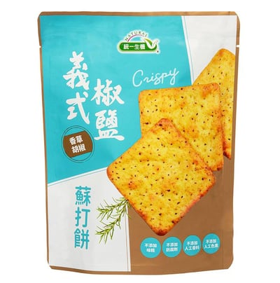 【統一生機】義式椒鹽蘇打餅 108g｜義式香草椒鹽 × 玫瑰鹽提味｜酵母發酵烘烤｜無味精 × 無防腐劑 × 無人工色素香料｜台灣製造1