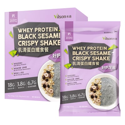 【米森 vilson】乳清蛋白纖食餐 好鈣芝麻 70g x 5包｜18g高蛋白 × 6.7g膳食纖維 × 無添加真食配方1