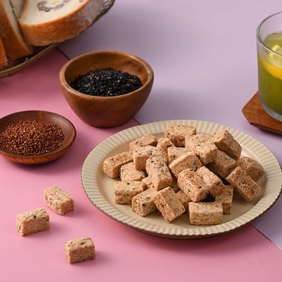 【米森 Vilson】芝麻藜麥一口酥 20g×5包｜低溫烘焙餅乾｜台灣紅藜×香濃芝麻｜無防腐劑無人工添加｜全家共享零食3