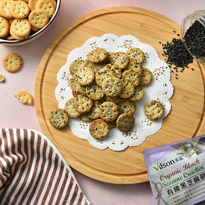 【米森 Vilson】有機黑芝麻餅 20g×5包｜有機級｜低溫烘焙餅乾｜有機牛奶×黑芝麻｜無防腐劑無人工添加｜全家共享零食3