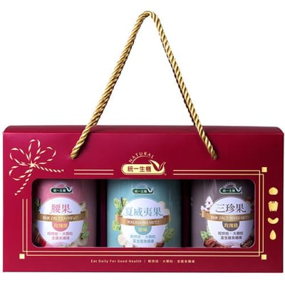 【統一生機】御選堅果禮盒 A款｜金饌三入組｜低溫無油烤焙原味堅果｜紅金高質感禮盒2