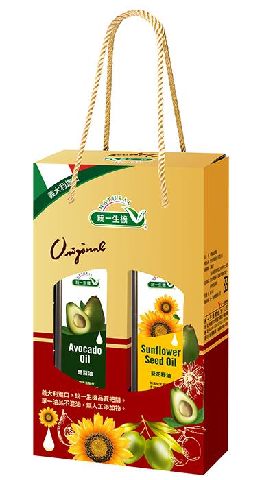 【統一生機】經典油品禮盒｜義大利酪梨油＋葵花籽油｜高發煙點料理油組合｜煎炒炸全適用1