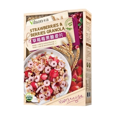 【米森 Vilson】草莓莓果脆麥片 350g｜高纖酥脆｜酸甜莓果風味｜無添加更安心1