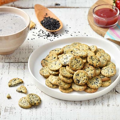 【米森 Vilson】有機黑芝麻餅 20g×5包｜有機級｜低溫烘焙餅乾｜有機牛奶×黑芝麻｜無防腐劑無人工添加｜全家共享零食2