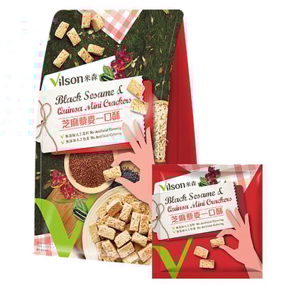 【米森 Vilson】有機黑芝麻餅/芝麻藜麥一口酥/香濃起司一口酥 100g｜低溫烘焙不油炸｜無防腐劑無人工添加｜全家健康零食2
