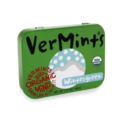 【布緯食聊】Organic VerMints 有機清口糖 40g／盒｜原味薄荷｜肉桂風味｜冬青風味｜咖啡風味｜美國原裝進口 USDA 有機認證｜無麩質 全素 非基改 鐵盒包裝2