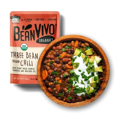 【布緯】BeanVivo 有機三豆純素辣椒（茄汁風味）283g｜美國原裝進口 USDA 有機認證｜植物香腸 × 三種有機豆｜植物基底 16g 蛋白質｜無麩質 純素 微波 60 秒即食4