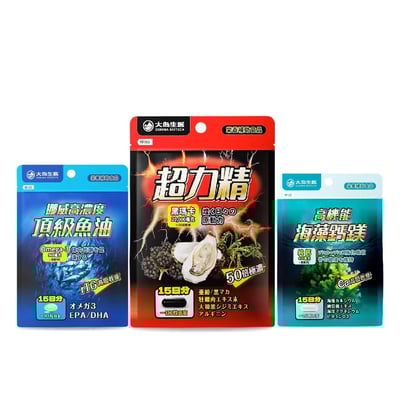 【大島生醫】保健膠囊系列｜挪威高濃度頂級魚油 60顆｜超力精黑瑪卡膠囊 30顆｜高機能海藻鈣鎂膠囊 30顆｜rTG型式魚油 × 50倍濃縮黑瑪卡 × 天然海藻鈣鎂｜無重金屬無西藥殘留1