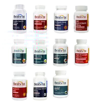 【美國 Bestvite】天然南瓜籽油膠囊120顆/瓶/高效能鋅膠囊120顆/瓶/超級OMEGA-3魚油120顆/瓶/薑黃根萃取薑黃素60顆/瓶/維他命D3 250顆/瓶/長效維他命C1000 120顆/瓶/超級維他命B群60顆/瓶/高濃縮蜂膠膠囊120顆/瓶/高濃縮蔓越莓膠囊100顆/瓶/高濃縮巴西莓膠囊60顆/瓶/瑪卡(MACA)膠囊120顆/瓶1