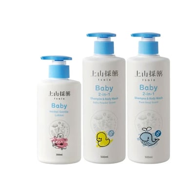 【tsaio 上山採藥】寶貝 洗髮 沐浴 二合一泡泡露 500ml 嬰兒粉香 純淨皂香 寶貝植萃溫潤乳液 350ml 沐浴乳1