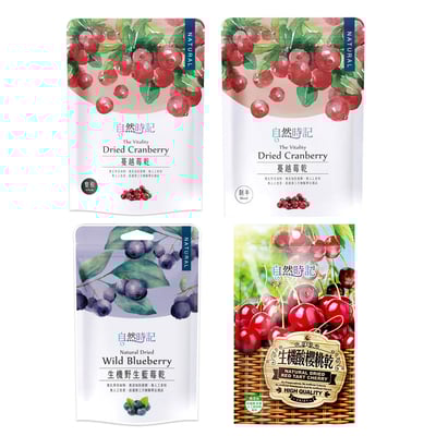 【自然時記】 整粒 剖半 蔓越莓乾  酸櫻桃乾 生機野生藍莓乾1