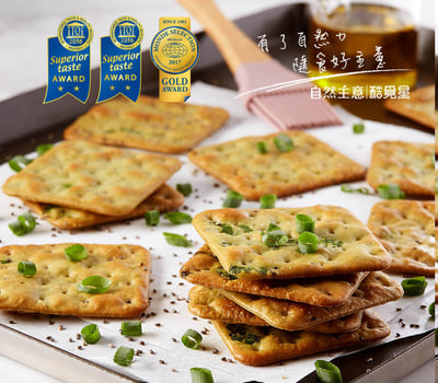 【自然主意】藍藻青蔥蘇打餅180g｜10包入｜五辛素餅乾｜iTQi二星/Monde Selection金獎認證｜冠軍蘇打餅系列4