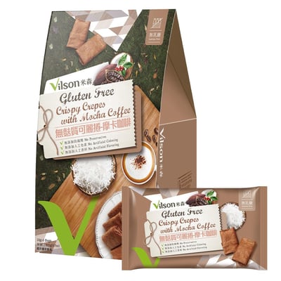 【米森】無麩質可麗捲 摩卡咖啡 21gx5包｜專業無麩質安心製程｜香氣濃郁的可可粉 × 咖啡粉風味1