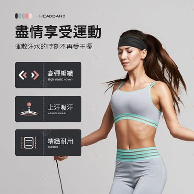 時尚加寬吸汗頭巾 AOLIKES5