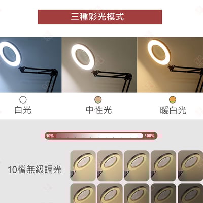 LED環形放大鏡檯燈 5倍 20倍子母4