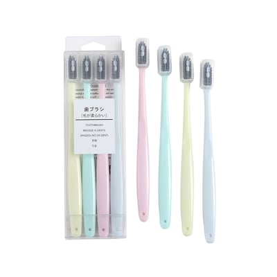 軟毛備長炭牙刷4入1
