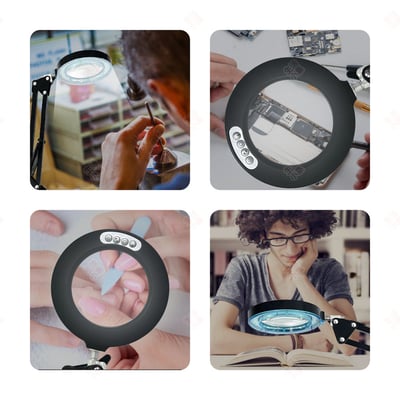 15倍子母 LED環形放大鏡檯燈9