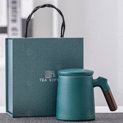 木柄陶瓷馬克杯 寬底禮盒款12