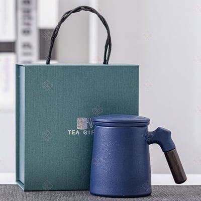 木柄陶瓷馬克杯 寬底禮盒款13