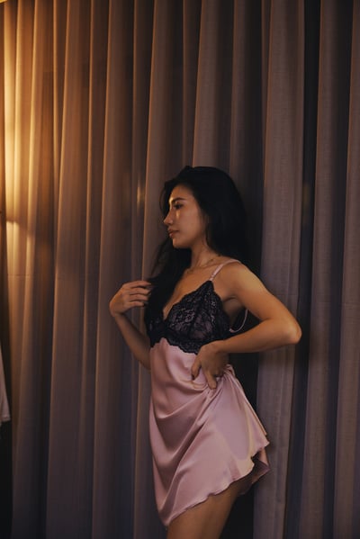 French 純慾美背蕾絲緞面睡衣6