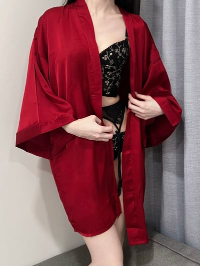 After Midnight 午夜過後緞面睡袍-白4