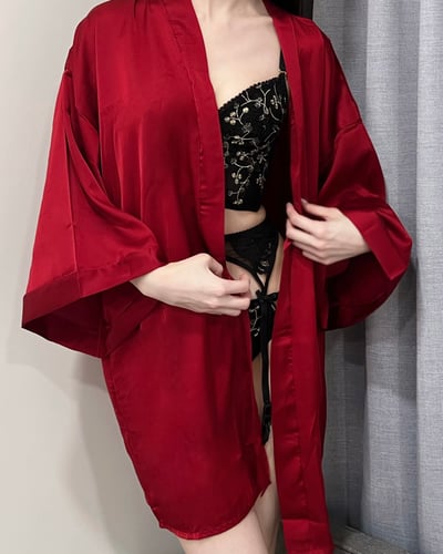 After Midnight 午夜過後緞面睡袍-紅1