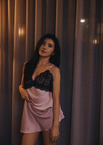 French 純慾美背蕾絲緞面睡衣7