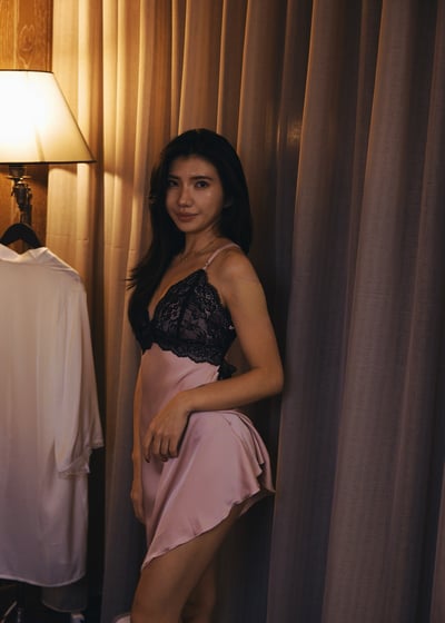 French 純慾美背蕾絲緞面睡衣8