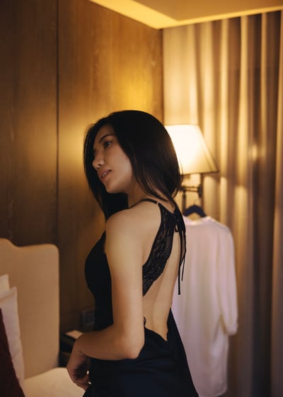 French 純慾美背蕾絲緞面睡衣5