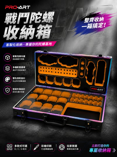 B/C/D款雙色客製化戰鬥陀螺 無收納箱僅泡棉｜從凌亂到有序，一箱到位2