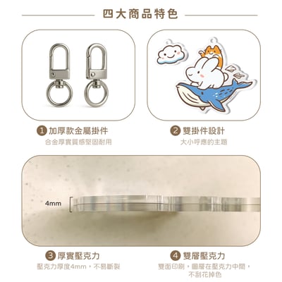 壓克力鑰匙圈（雙掛飾）-耍廢貓2