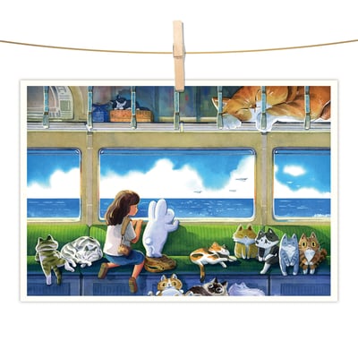 明信片 - 藍海的列車1