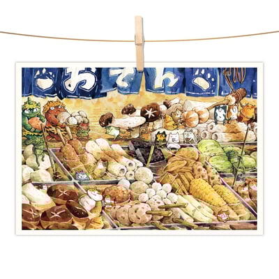 明信片 - 關東煮湯浴1