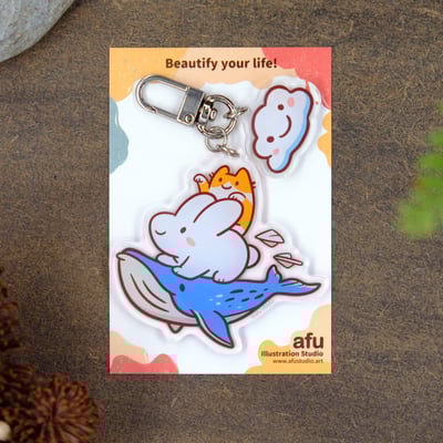 壓克力鑰匙圈（雙掛飾）-大翅鯨1